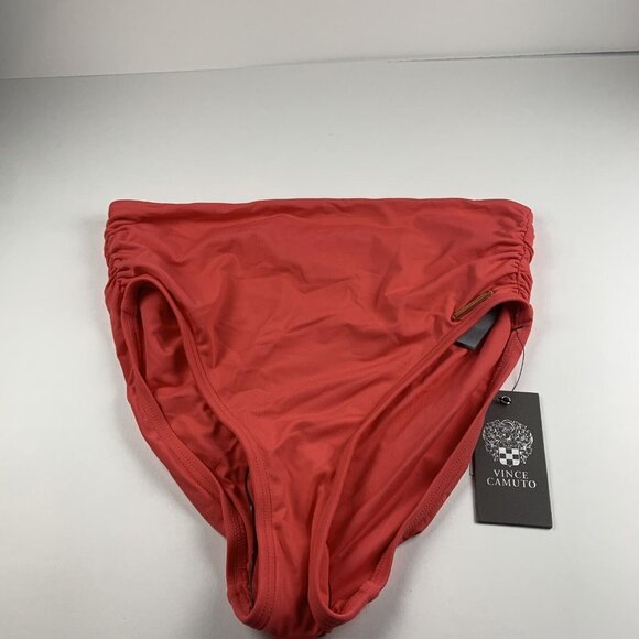 Vince Camuto Swim Bikini‎ Bottoms Women's Small Rust Ruched Draped High-Waist - Picture 1 of 7